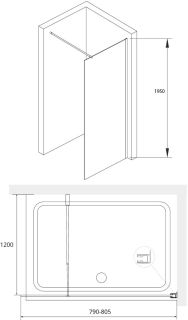 Перегородка для душа RGW WA-002 800