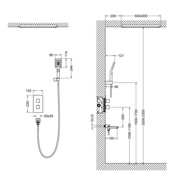 Душевая система Timo Petruma SX-5019/03SM с термостатом чёрный