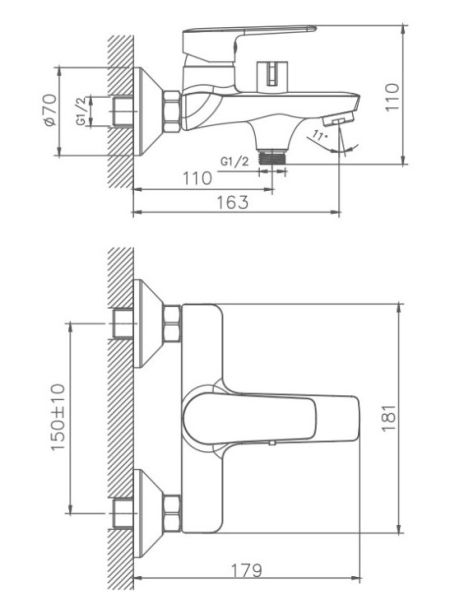 Смеситель для ванны Haiba HB60563 хром