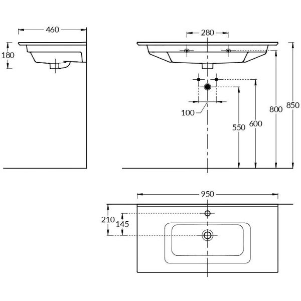 Раковина Kerama Marazzi Piano PI.wb.95 95 см белый