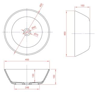 Раковина Montebianco Piemont 12043 45см белый Раковина Montebianco Piemont 12043 45см белый