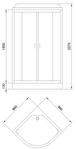 Душевая кабина Royal Bath Hoto стекло прозрачное 86x86см P503