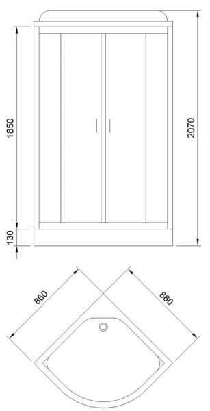 Душевая кабина Royal Bath Hoto стекло прозрачное 86x86см P503