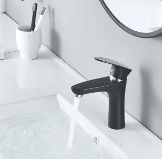 Смеситель для раковины Shevanik S9801H чёрный/хром Смеситель для раковины Shevanik S9801H чёрный/хром