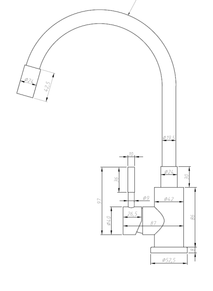 Смеситель для кухни ESKO Snake K44 B черный Смеситель для кухни ESKO Snake K44 B черный