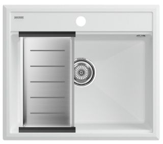 Комплект Paulmark: мойка Stepia 60 и коландер Advance PM115951-WH+A375-BS белый/брашированная нержавеющая сталь Комплект Paulmark: мойка Stepia 60 и коландер Advance PM115951-WH+A375-BS белый/брашированная нержавеющая сталь
