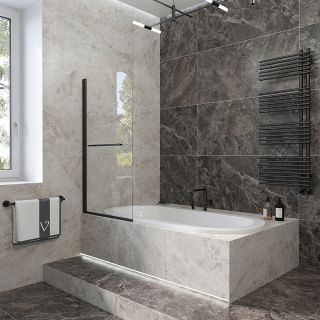 Шторка на ванну Veconi Palau PL-79B, 700x1500, черный, стекло прозрачное Шторка на ванну Veconi Palau PL-79B, 700x1500, черный, стекло прозрачное