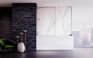 Шторка на ванну Veconi Palau PL-85, 800x1500, хром, стекло прозрачное
