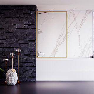 Шторка на ванну Veconi Palau PL-85G, 900x1500, брашированное золото, стекло прозрачное Шторка на ванну Veconi Palau PL-85G, 900x1500, брашированное золото, стекло прозрачное