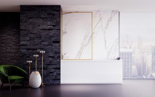 Шторка на ванну Veconi Palau PL-85G, 800x1500, брашированное золото, стекло прозрачное Шторка на ванну Veconi Palau PL-85G, 800x1500, брашированное золото, стекло прозрачное