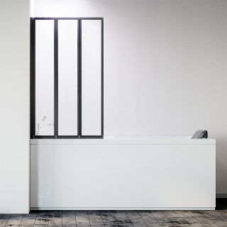 Шторка на ванну складная левая Veconi Palau, PL-73BL, 900x1500, черный матовый, прозрачное стекло Шторка на ванну складная левая Veconi Palau, PL-73BL, 900x1500, черный матовый, прозрачное стекло