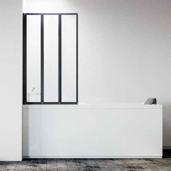 Шторка на ванну складная левая Veconi Palau, PL-73BL, 900x1500, черный матовый, прозрачное стекло Шторка на ванну складная левая Veconi Palau, PL-73BL, 900x1500, черный матовый, прозрачное стекло