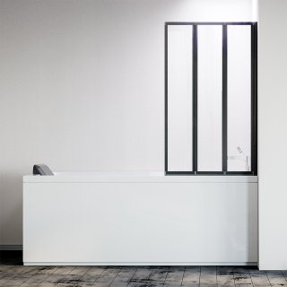 Шторка на ванну складная правая Veconi Palau, PL-73BR, 1200x1500, черный матовый, прозрачное стекло Шторка на ванну складная правая Veconi Palau, PL-73BR, 1200x1500, черный матовый, прозрачное стекло