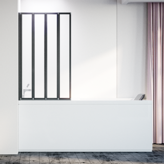 Шторка на ванну Veconi Palau PL-74BL, 1200x1500, черный, стекло прозрачное Шторка на ванну Veconi Palau PL-74BL, 1200x1500, черный, стекло прозрачное
