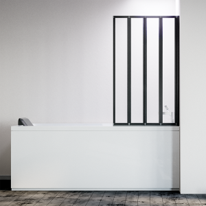 Шторка на ванну Veconi Palau PL-74BR, 1200x1500, черный, стекло прозрачное