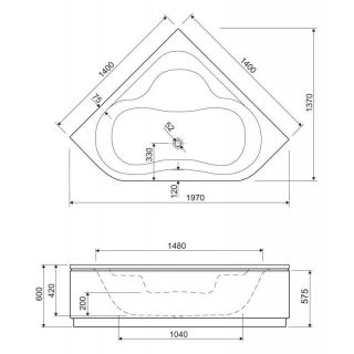 Акриловая ванна Cezares PLITVICE-140-140-41
