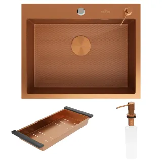 Кухонная мойка Roxenbath Snake 60 560220-60-BRS бронза текстурное покрытие