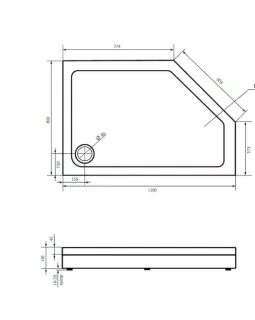 Душевой поддон акриловый Bas (Good Door) Пента1200х800 правый NEW белый