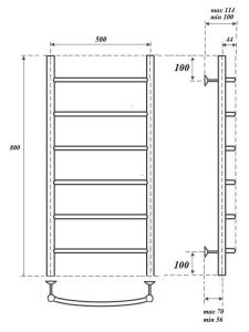 Полотенцесушитель водяной Point Афина 50x80см бронза PN04158BR