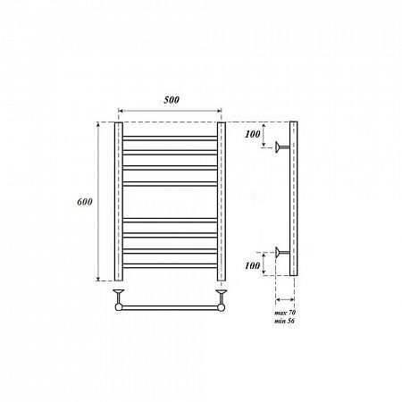 Полотенцесушитель электрический Point Аврора PN10156SE 50x60см П8 хром