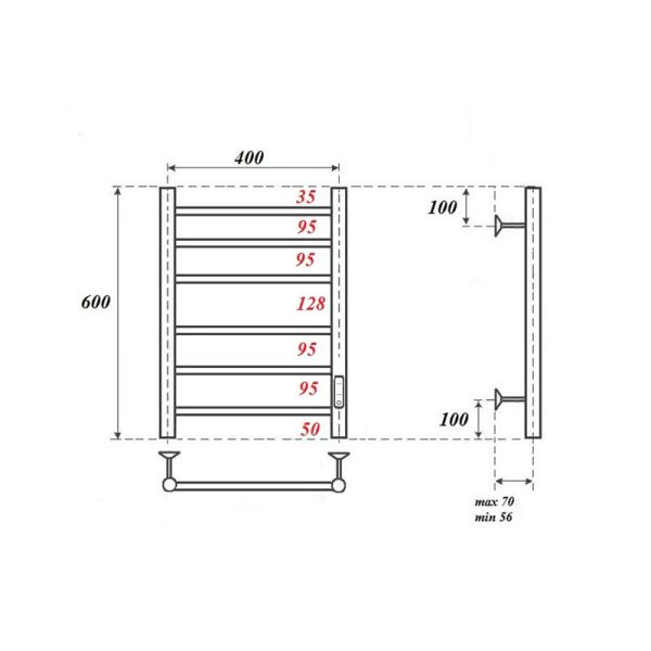 Полотенцесушитель электрический Point Аврора PN10846W 40x60 см белый