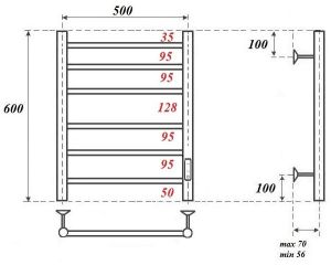Полотенцесушитель электрический Point Аврора PN10856BR 50x60см бронза