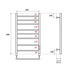 Полотенцесушитель электрический Point Аврора PN10858B 50x80 см черный