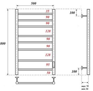 Полотенцесушитель электрический Point Аврора PN10858BR 50x80см бронза