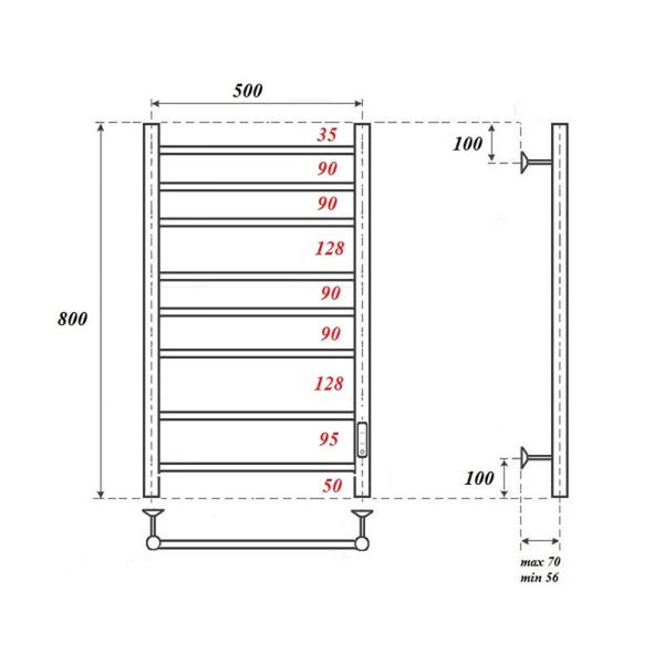 Полотенцесушитель электрический Point Аврора PN10858W 50x80 см белый