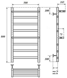 Полотенцесушитель водяной Point Артемида 50x80см с двумя полками хром PN14158P