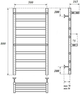 Полотенцесушитель электрический Point Артемида PN14158PE 50x80см с двумя полками левый/правый хром