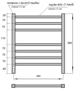 Полотенцесушитель электрический Point Веста PN70756BR 50x60см бронза