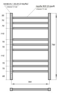Полотенцесушитель электрический Point Веста PN70758BR 50x80см бронза