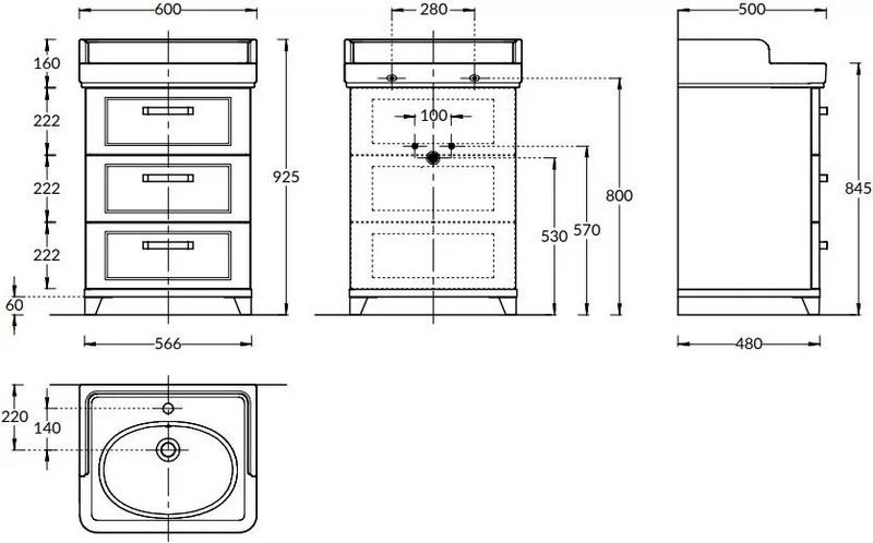 Тумба под раковину Kerama Marazzi Pompei PO.M.60.3\WHT 60 см белый