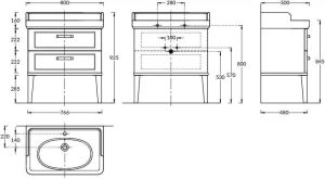 Тумба под раковину Kerama Marazzi Pompei PO.M.80.2\BLK 80 см чёрный
