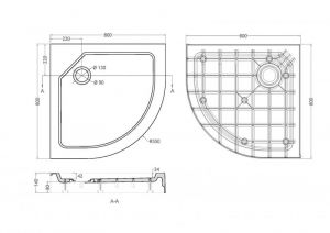 Поддон Cezares TRAY-SMC-R-80-550-150-W 800x800x150