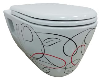 Подвесной унитаз Creavit Patera TP328.001Z0 белый с узором