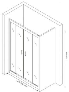 Душевая дверь Berges Porta 140-160см хром 063102