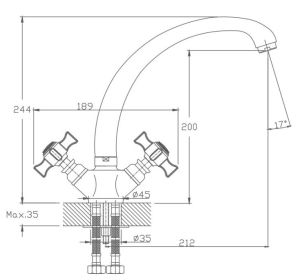 Смеситель для кухни Haiba HB4724 хром
