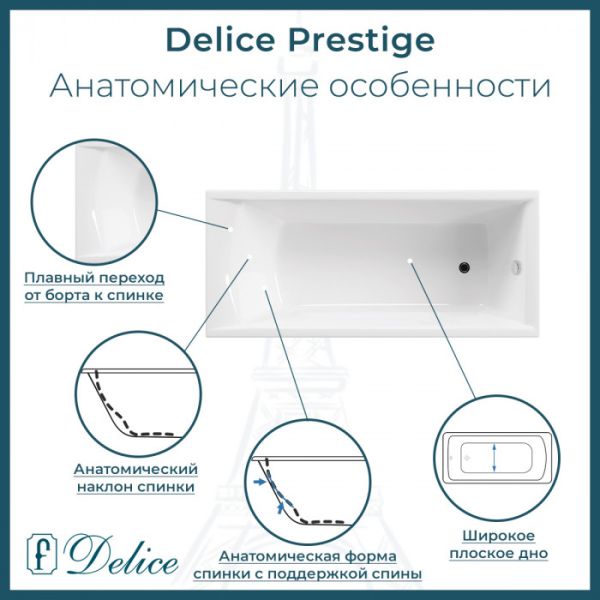 Ванна чугунная Delice Prestige DLR230624 170х70 Ванна чугунная Delice Prestige DLR230624 170х70