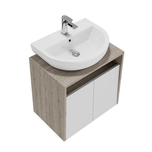 Тумба под раковину Kerama Marazzi Pro PRO.60.2\WHT 60 см белый/дуб Орегон