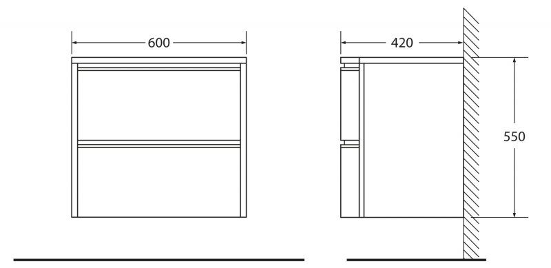 Тумба под раковину BelBagno подвесная 60x55см Menta Opaco Prospero BB600DVC-PAT/MO