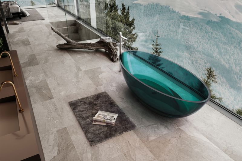 Прозрачная ванна ABBER Kristall AT9702Aquamarin из полиэфирной смолы 180x85см бирюзовый
