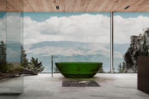 Прозрачная ванна ABBER Kristall AT9702Emerald из полиэфирной смолы 180x85см зелёный