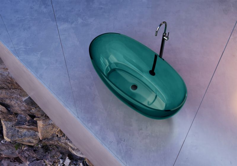 Прозрачная ванна ABBER Kristall AT9703Aquamarin из полиэфирной смолы 170x75см бирюзовый