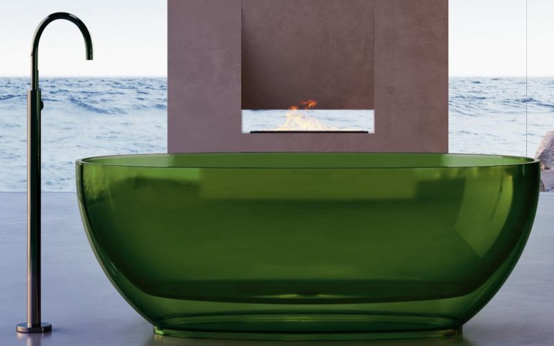 Прозрачная ванна ABBER Kristall AT9703Emerald из полиэфирной смолы 170x75см зелёный