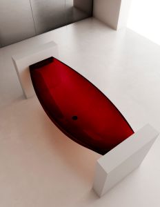 Прозрачная ванна ABBER Kristall AT9704Rubin подвесная 180x80см красный
