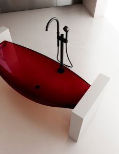 Прозрачная ванна ABBER Kristall AT9704Rubin подвесная 180x80см красный