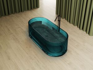 Прозрачная ванна ABBER Kristall AT9708Aquamarin из полиэфирной смолы 170x75см бирюзовый