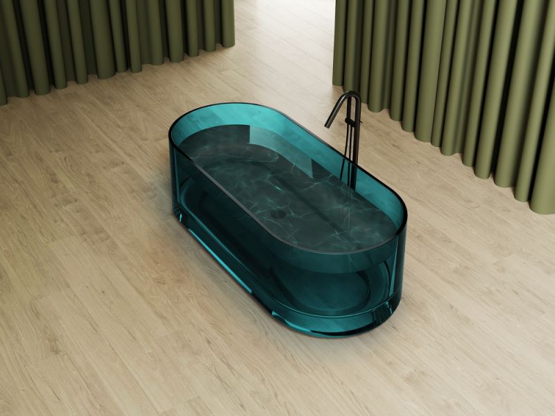 Прозрачная ванна ABBER Kristall AT9708Aquamarin из полиэфирной смолы 170x75см бирюзовый Прозрачная ванна ABBER Kristall AT9708Aquamarin из полиэфирной смолы 170x75см бирюзовый